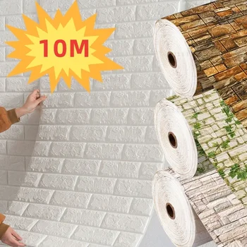70 cm x 10 m Carta da parati autoadesiva Decorazione Carta da parati in mattoni di schiuma antica Soggiorno Camera da letto Adesivo da parete 3D impermeabile 1