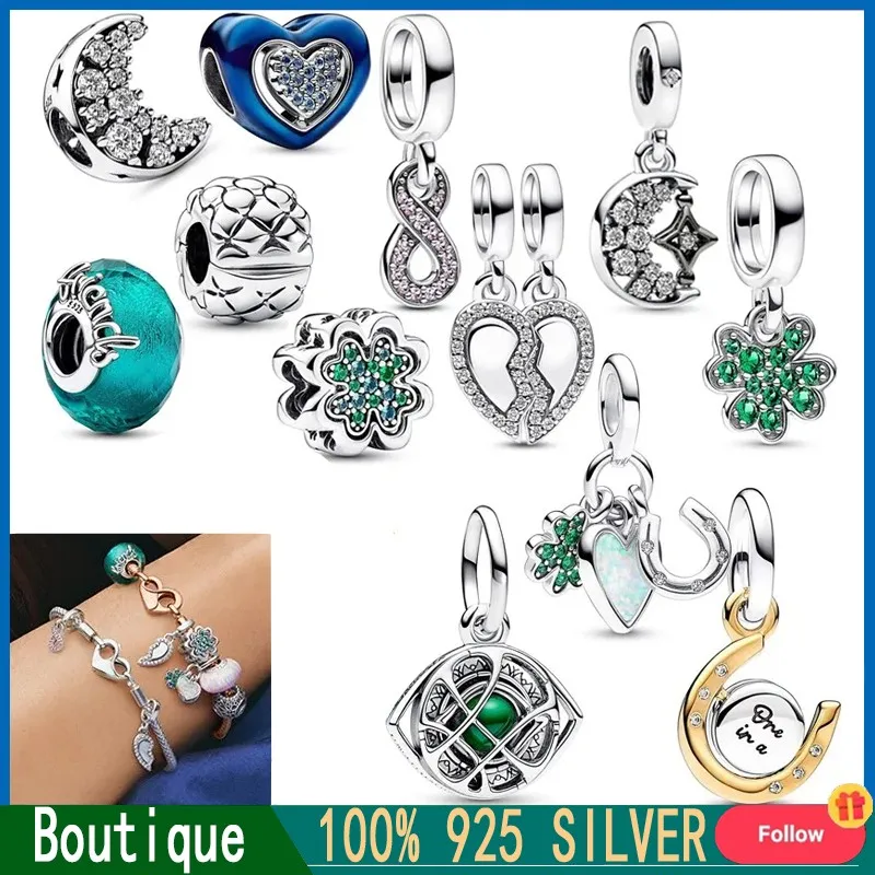 New High Quality Jewelry 925 Silver Shining Star Moon Love Clover Pendant Original Logo DIY Jewelry Gifts Light Luxury Fashion