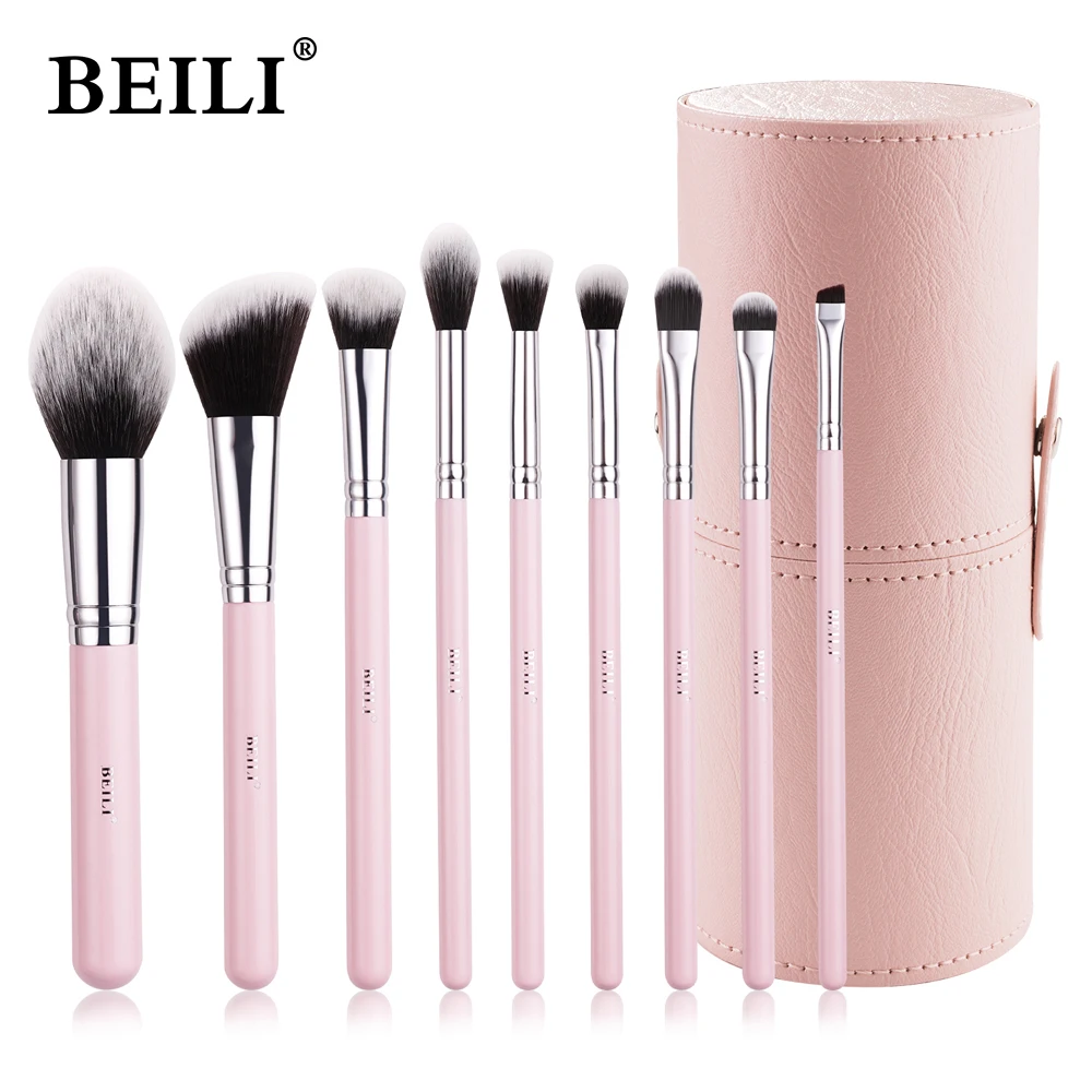 Beili Set Di Pennelli Per Trucco Con Custodia Kit Di Pennelli Per Ombretti In Polvere Per Fondotinta Professionale Supporto Per Strumenti Per Trucco R
