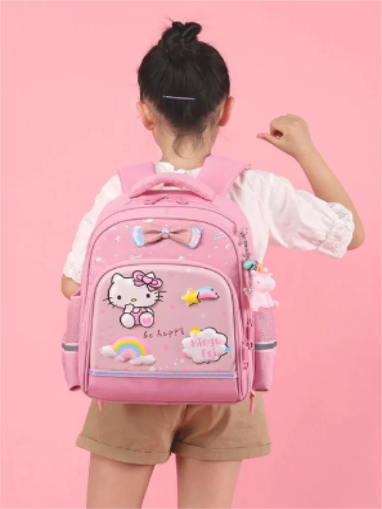 Hello Kitty schoolbag children's primary school student cartoon anime backpack girl British style lightweight spine shoulder bag