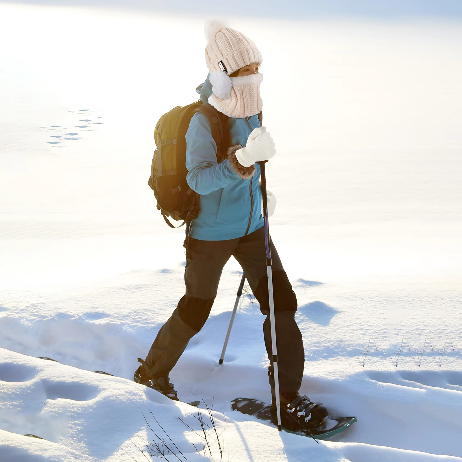 Knitted Hat Scarf Set 4pcs For Outdoor Sports
