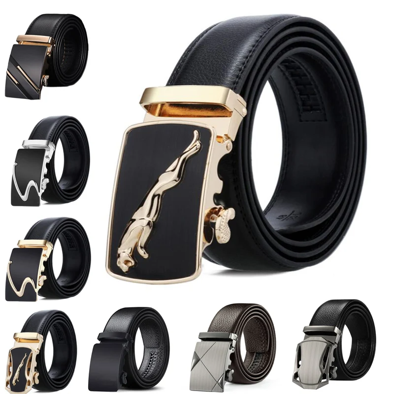 Mens Leather Belt Metal Automatic Buckle Brand High Quality Luxury