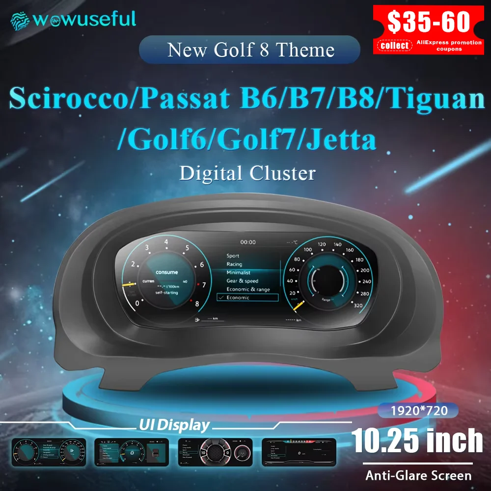12.3'' Lcd Digital Dashboard Cluster For VW Scirocco Jetta Golf 6 7 MK7 Passat B8 B7 modify Auto Radio Instrument Paneel Cockpit