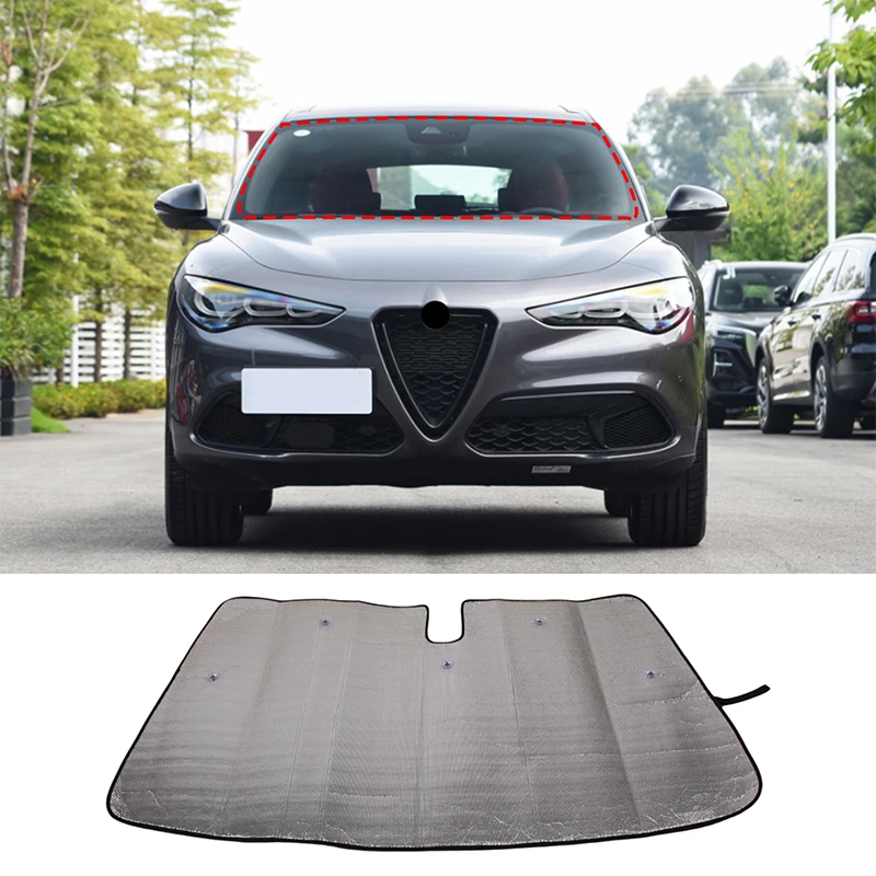 

For Alfa Romeo Stelvio 2017-2023 Car Windshield Sunshade UV Shield Block Cover Aluminum Foil Interior Accessories