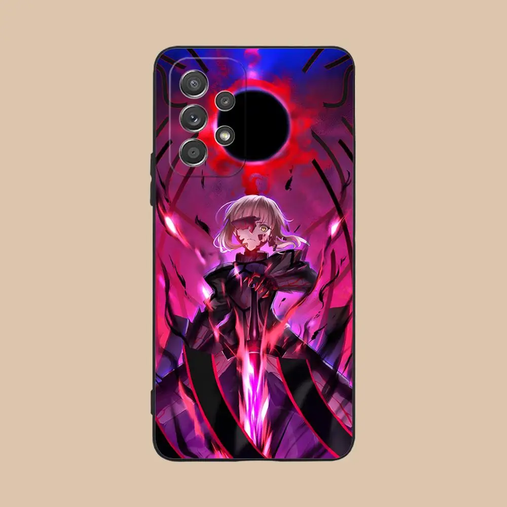 Luxurious Black Cellphone Case Featuring Fate Grand Saber Alter Design