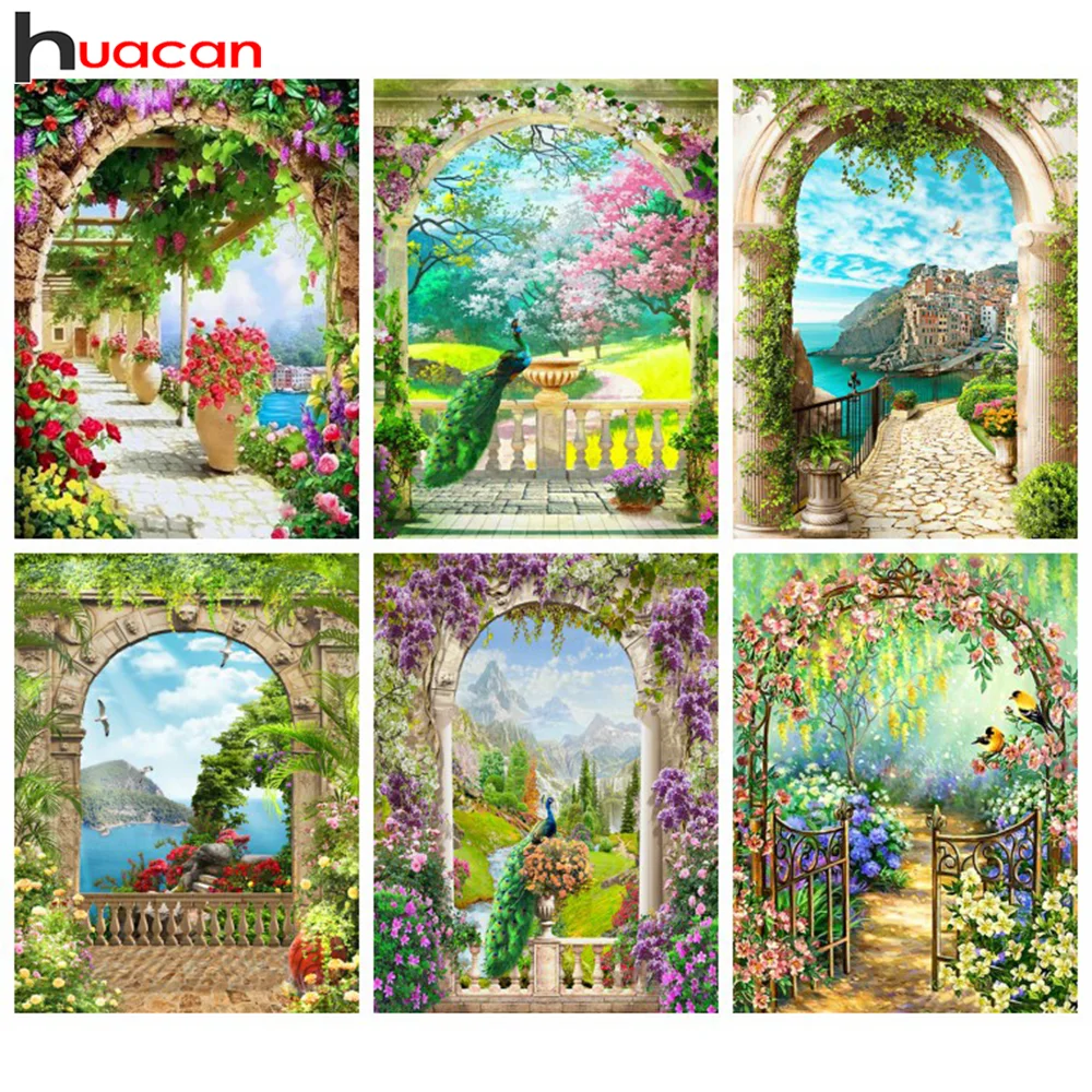 Huacan 5D DIY Diamond Painting Full Square Sunset Door Diamond Embroidery  Mosaic Landscape Seaside Decorations Home Art - AliExpress