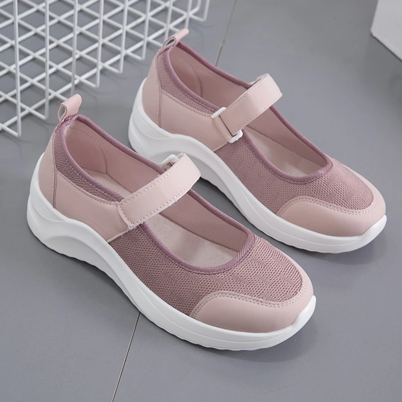 Rimocy Women Platform Flats 2022 New Hook Loop Thick Sole Casual Sneakers Woman Comfortable Light Breathable Sports Shoes Ladies