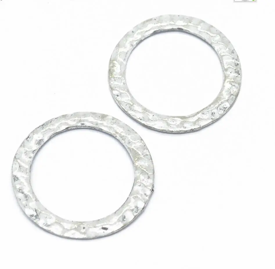 30pcs 32*32mm Antique Silver Color Hammered Circle Charms For Jewelry Making F0528