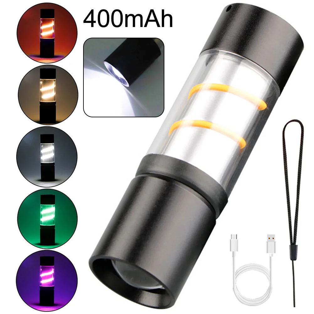 휴대용 LED 포켓 손전등, IP44 방수 텔레스코픽 포커싱 토치, 3 가지 조명 모드, 야외 낚시 비상 손전등