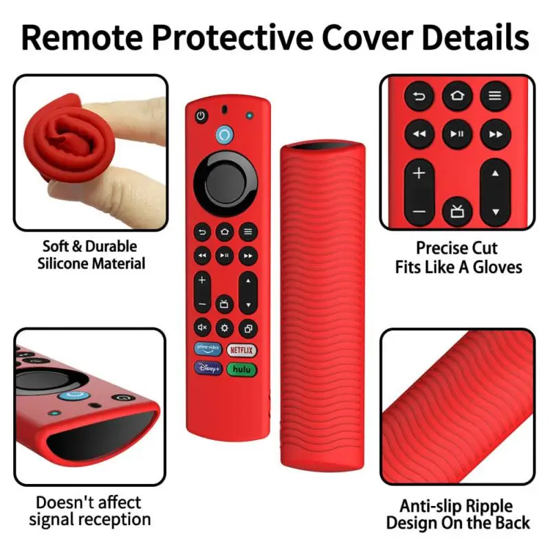 Coque En Silicone Pour Télécommande Amazon Fire Tv Stick 4K, 5.9 Pouces, Antichoc, Coordonnante, Housse De Protection De Remplacement