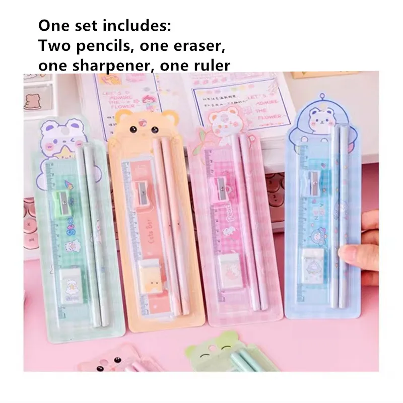 Kawaii Stationery Set Kawaii Pencil, Eraser, Sharpener, Ruler Back to  School Desk Supplies Cute Stationery Cartoon Stationery -  Israel