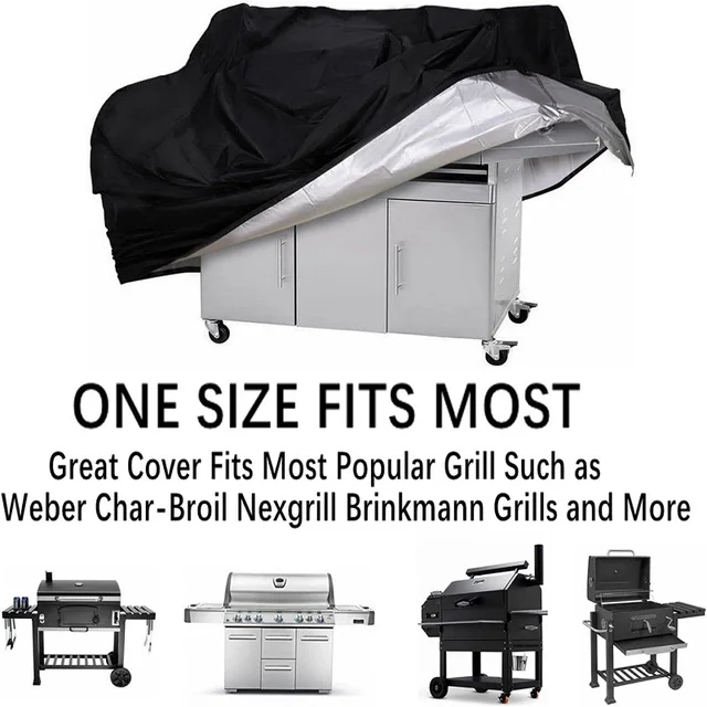 Bbq Grill Burkolat Kültéri Por Vízálló Barbecue Fedelet Kerek Nagy Teherbírású Gázrács Borító - Image 2