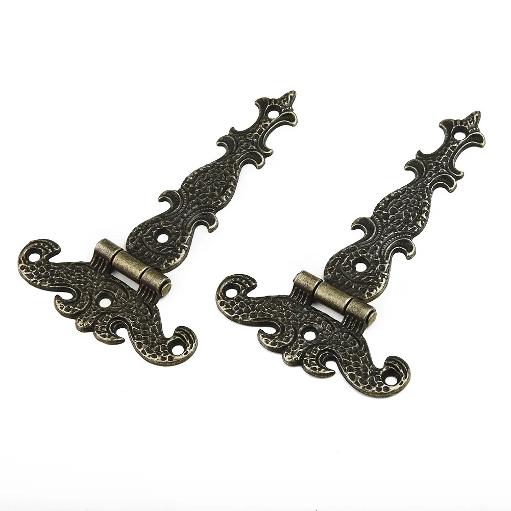 2pcs Retro Bronze Hinge Zinc Alloy Butt Cabinets Hinges Antique Wooden Box Decorative Hinge Furniture Hardware