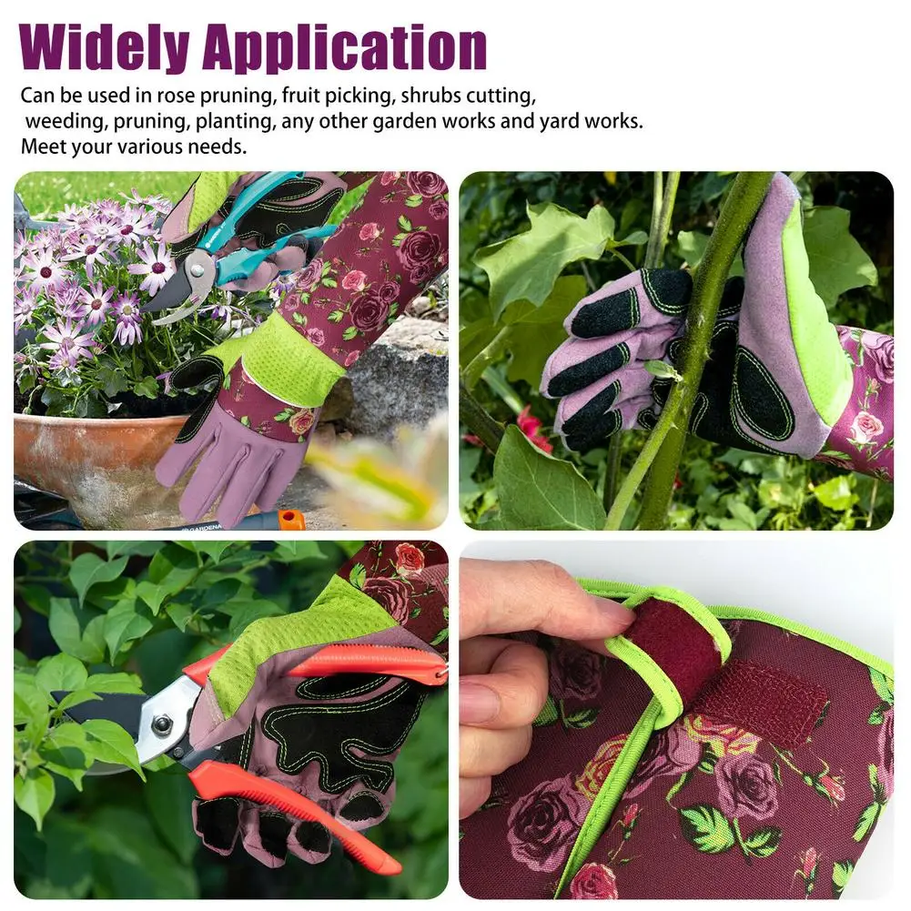 1 Pair Gardening Long Gloves Soft Breathable Thorns-proof Non-slip Garden Planting Pruning Household Cleaning Tools