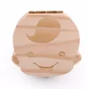 Baby Wood Tooth Box Organizer Milk Teeth Storage Language Spain English Collect Teeth Umbilica Save Gifts Baby Tooth Box 3