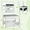 Qaba 3pc Kids Table and Chair Set with Reversible Tabletop Blackboard, Storage & Bookshelves, Gray