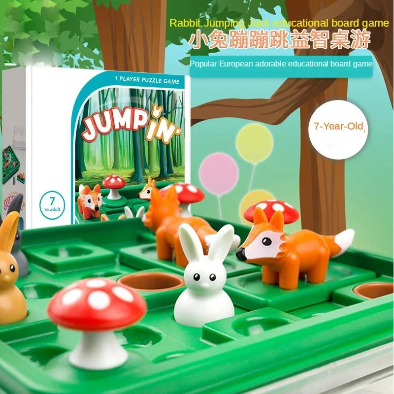 Cute Children Brain Development toys Bunny Bouncing Game Kids Puzzle Board Checkers Toy Rabbit Fox Moving Strategy Tabletop Gift board game board game toy brain learning toys