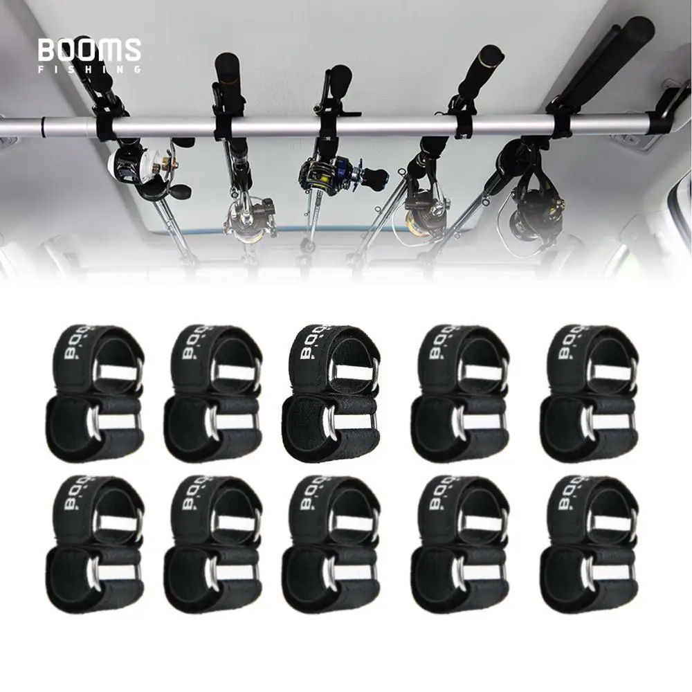 Porte-cannes auto Booms Fishing RB2 10 sangles robustes pour fixer cannes sur barres de véhicule portable