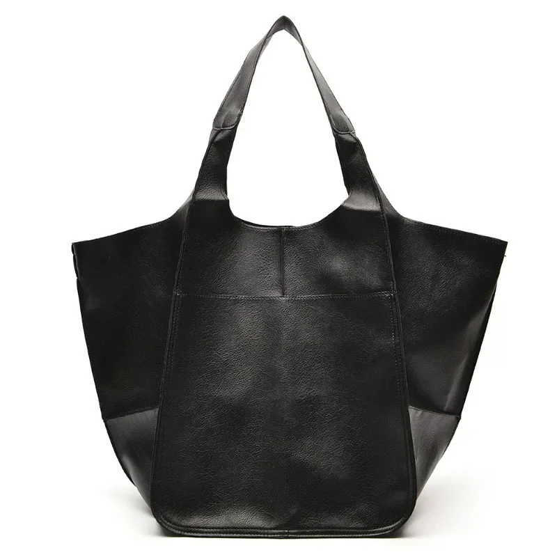 

Rretro Handmade Big Beach Tote Bag High Capacity Zipper Shoulder Solid Color Multifunction Handbags for Ladies