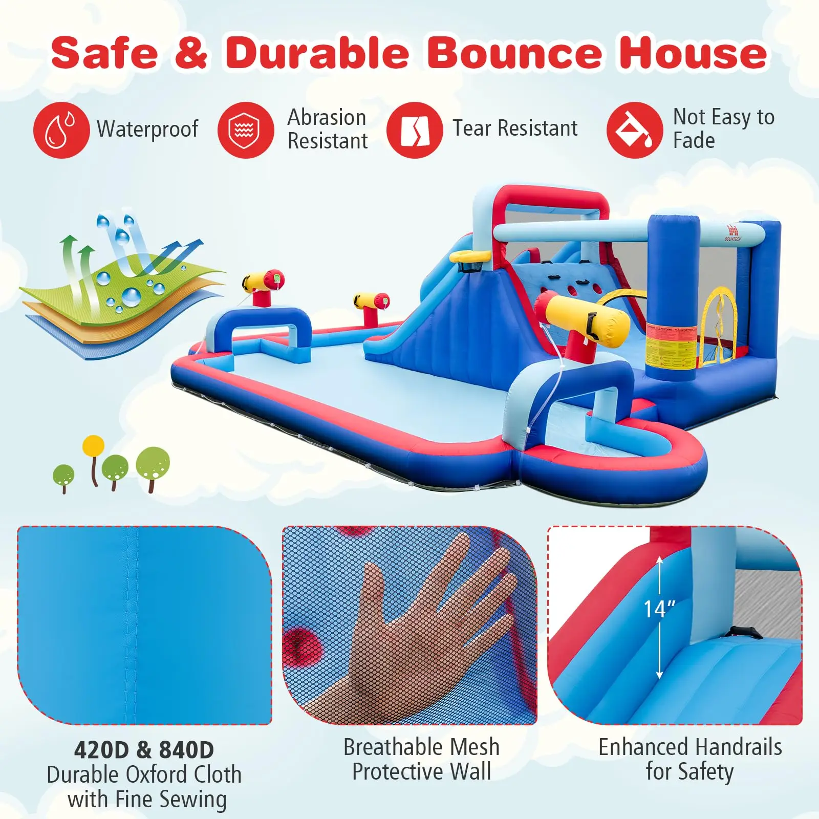 Inflatable Water Slide 9 in 1 Mega Waterslide Park Bounce House Outdoor Splash Pool For Kids Party
