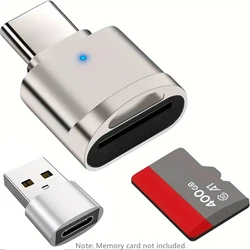 Zinc Alloy Type C TF Card Reader with USB Adapter for Versatile Connectivity (Silver)