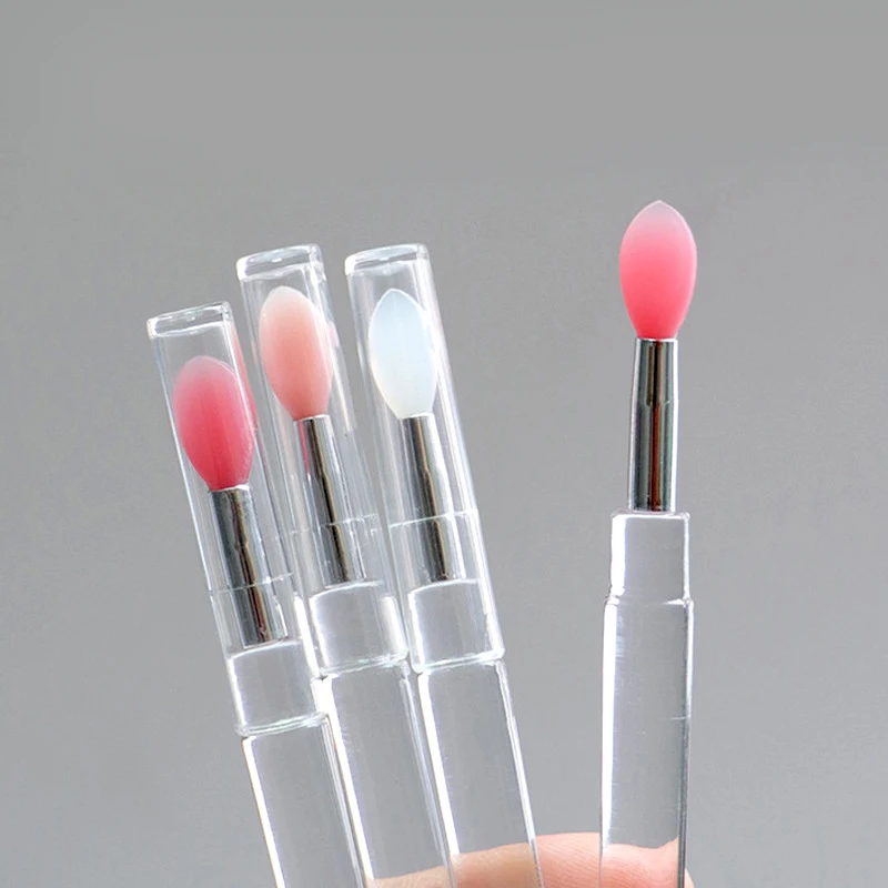 Silicone Applicator Sticks 1/3/5pcs Flat Reusable Lip Brush With Cover For Dust Prevention Nail Powder Applying Tools