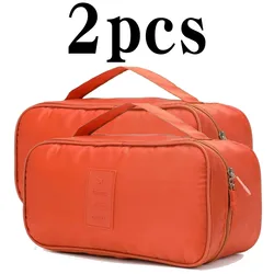 Compact Multi - Function Travel Organizer Bag for Underwear and Toiletries (Orage - 2pcs)