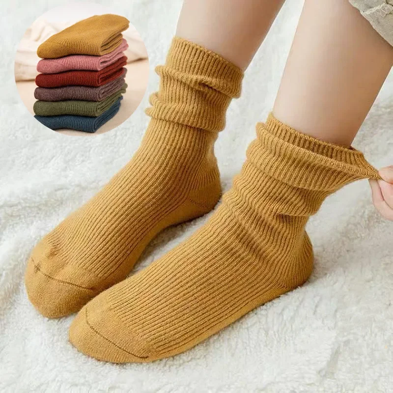 Kids Wool Socks Children Boys Girls Spring Autumn Soft Warm Socks Baby Fashion Solid Color Kids Long Winter Stuff