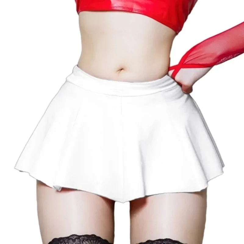 Women PU Leather Pleated Mini Skirt Lingerie Hot Outfit Clubwear 449B 2