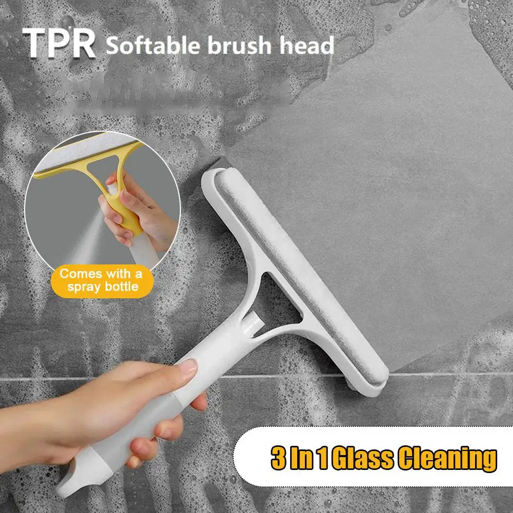 Double Sided Water Jet Shower Squeegee Glass Window Cleaning Accessories Rubber Wiper For Tiles Shower Doors Bathroom Mirro M2Q4 shower squeegee