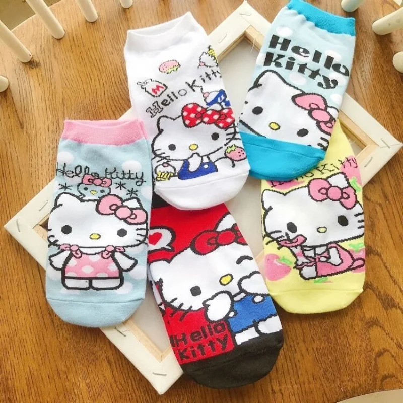 

Sanrio kawaii anime cartoon surrounding socks cute female pure cotton deodorant breathable spring and summer student girls socks