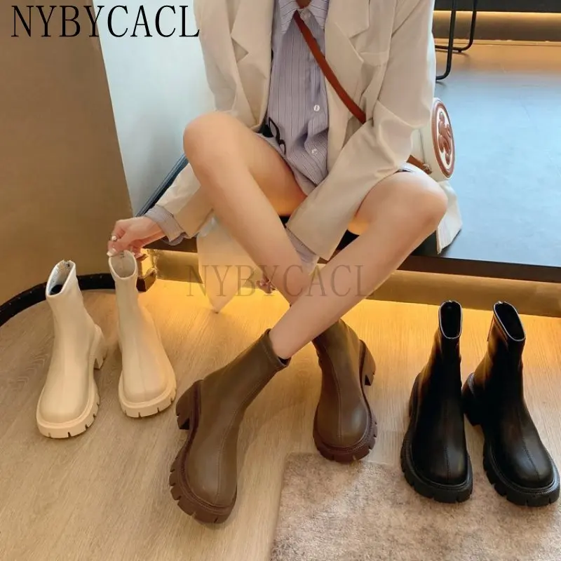2022 New Arrive Platform Shoes Women Boots Round Toe Zipper Autumn Winter Fashion Ankle Female Ytmtloy Botines De Mujer Sexy