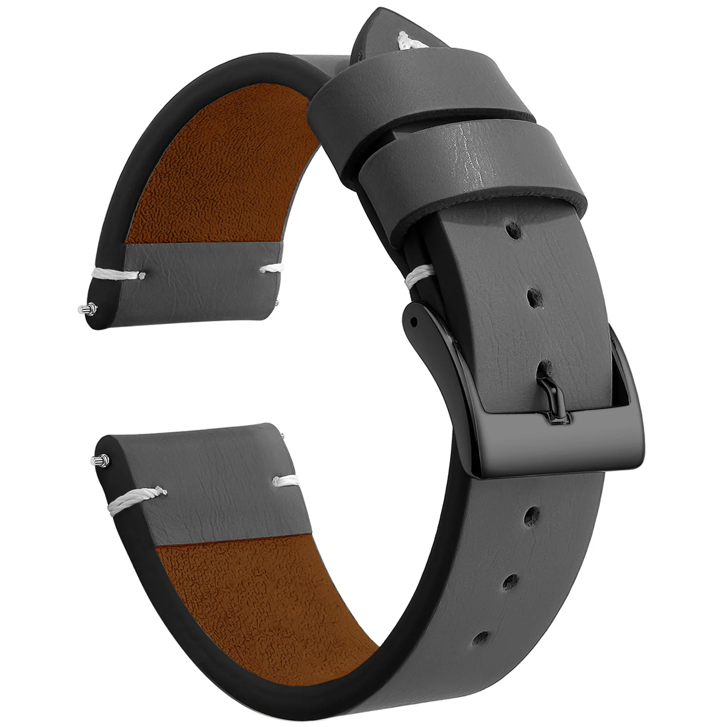 Vintage Leather Watch Band Strap with Stainless Steel Buckle