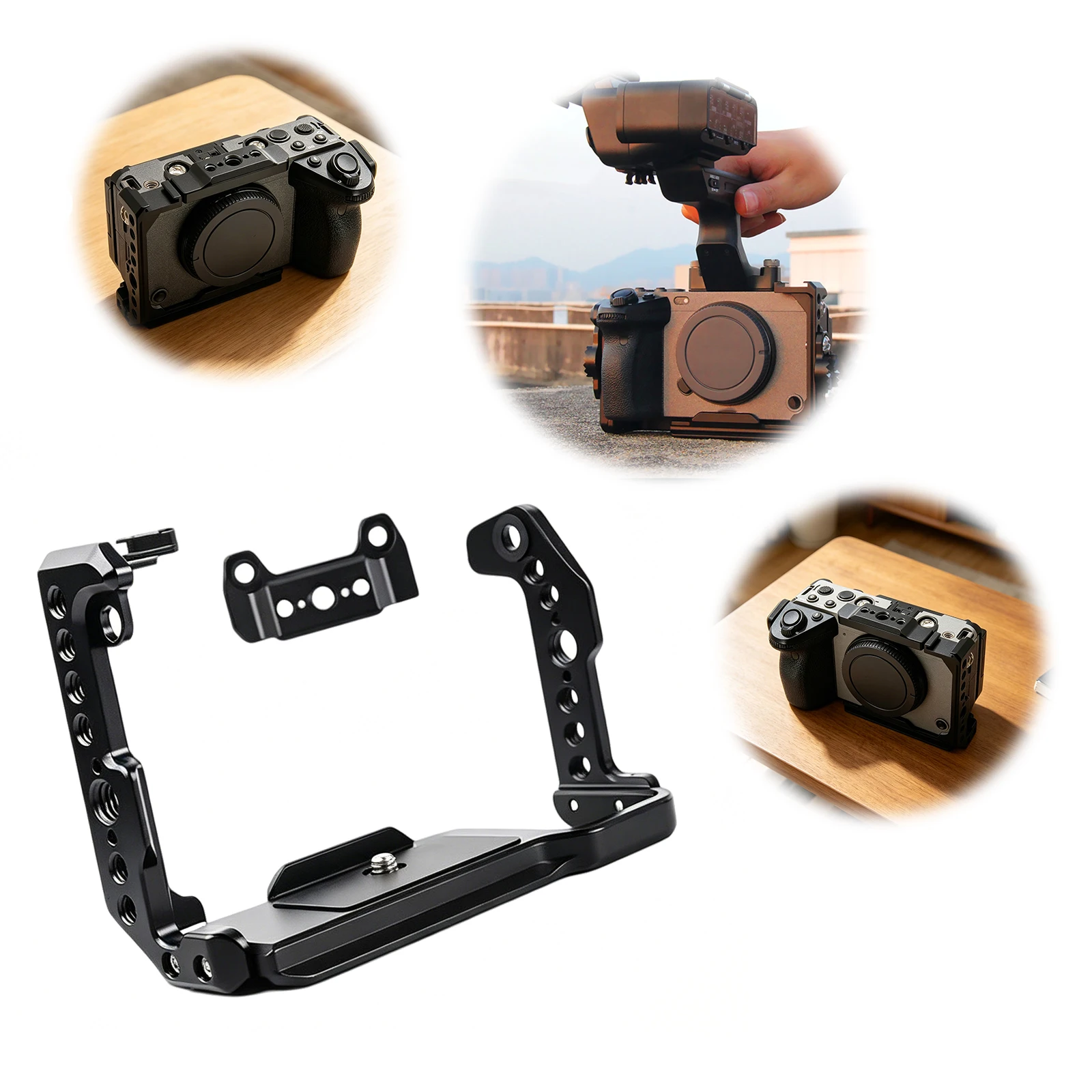FX30/FX3 카메라용 확장 포트가 있는 알루미늄 합금 케이지, DJI RS 짐벌용, 영화 제작 및 브이로그 촬영에 적합
