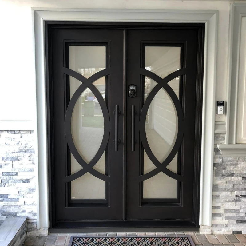 Customizable Wrought Iron Entry Double Doors for Houses Modern Villa Outdoor Apartment Iron Door Customization Support