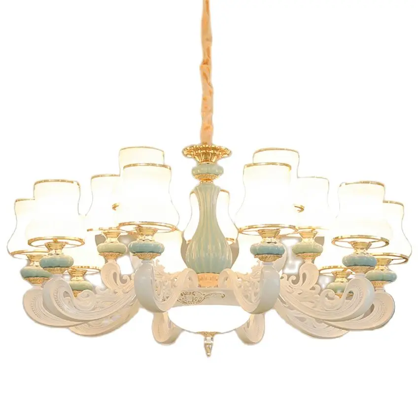 

European court white glass chandeliers lights living room lamp home modern luxury dining room pendant lamps LED decor lighting