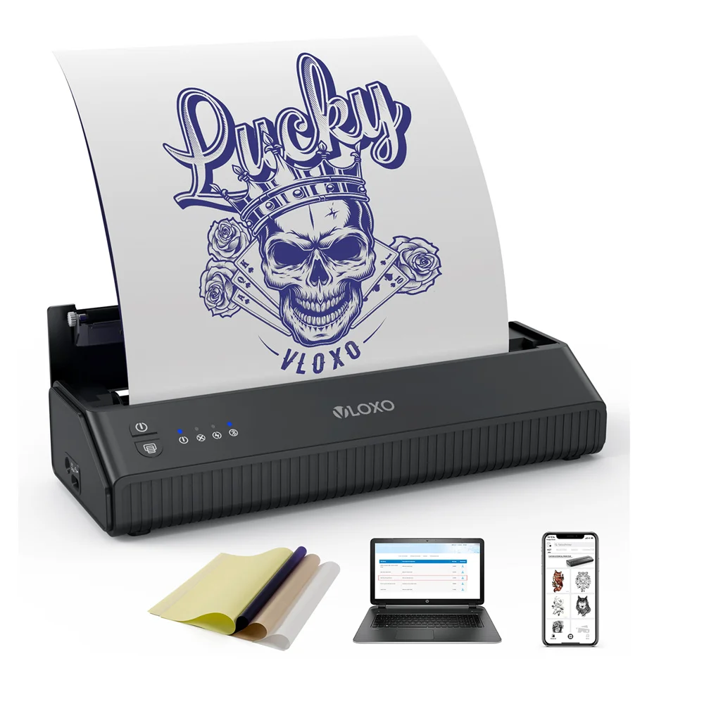 

VLOXO Renewable Mini Portable Thermal Stencil Copier Machine A4 Paper Tattoo Printer Wireless Tattoo Machine
