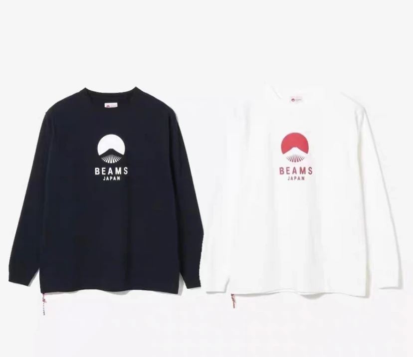 Loose Long Sve T-irt Fuji Mountain Design Red Rope y Sle Cotton Youth Faion Daily Wear Four Seasons Universal