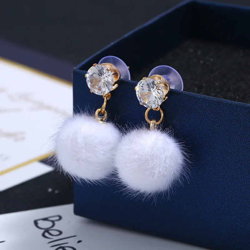 YAZILIND Orecchini Lunghi A Pompom Con Palla Pendente: Gioielli Donna In Ottone Con Zircone, Idea Regalo Di Compleanno - 6