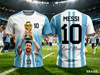 2026 Messi Style Summer 3D Printable Clothing Football Jersey T-shirt Loose and Comfortable Suitable for Sports Wearing 1