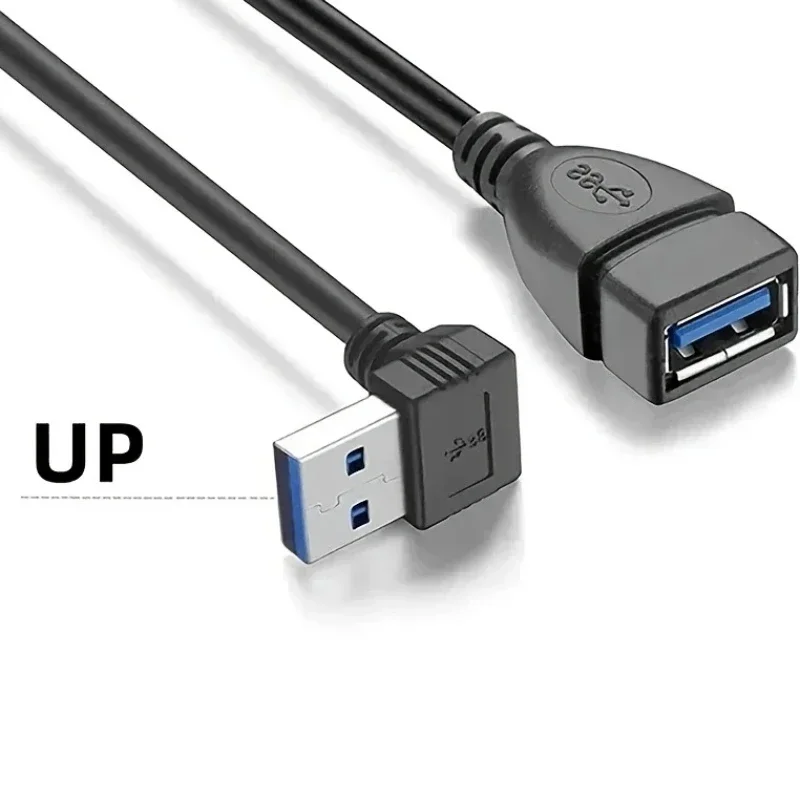 High-Speed USB 3.0 Right Angle Extension Cable with 90° Adapter for Enhanced Data Transfer & Fast Charging