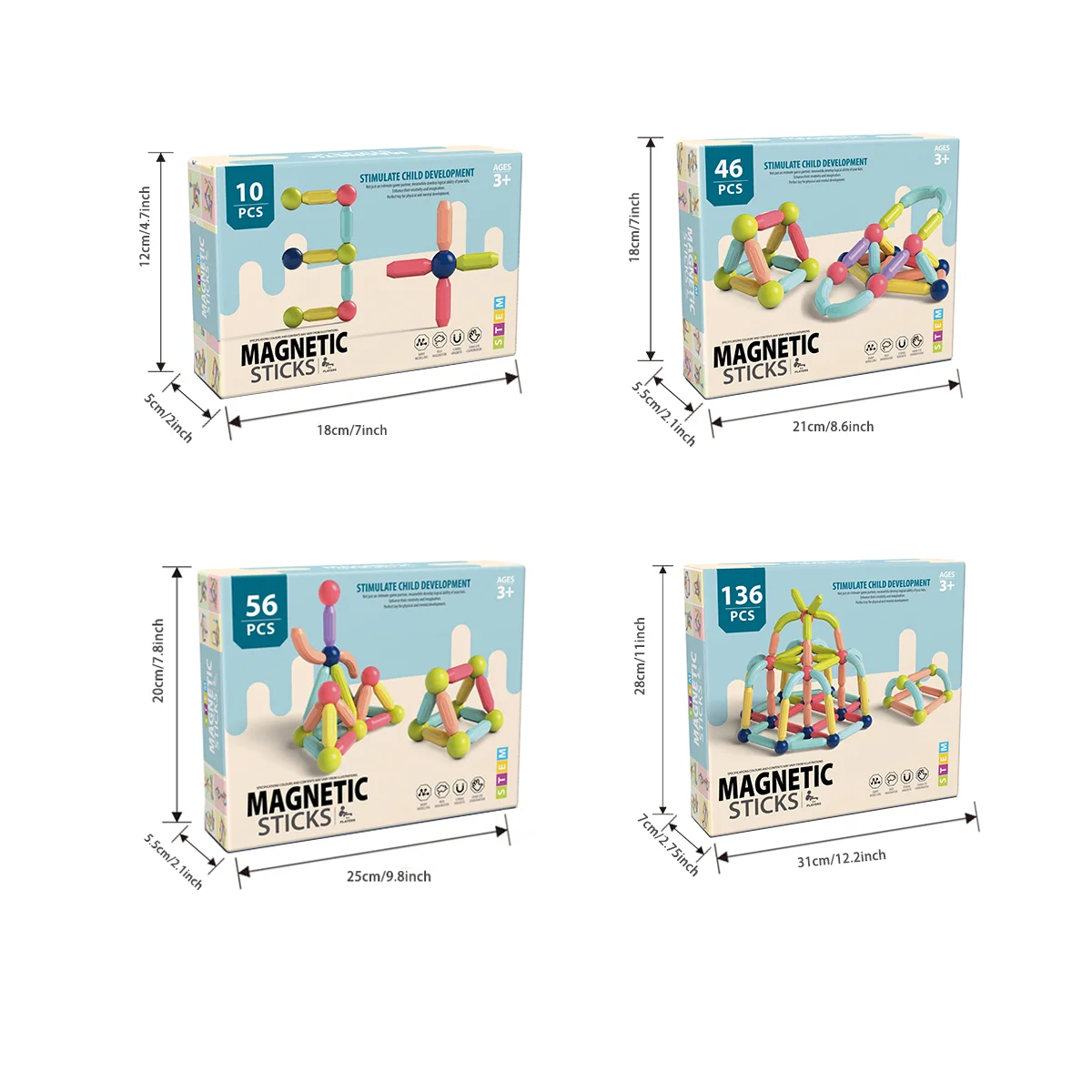 Kids Toys Magnetic Wands Starter Set Classroom Essentials Magnetic Building Blocks for Toddlers Magnet Building Structure Cogni magnetic building blocks magnetic assembly toy magnetic alphabet toys