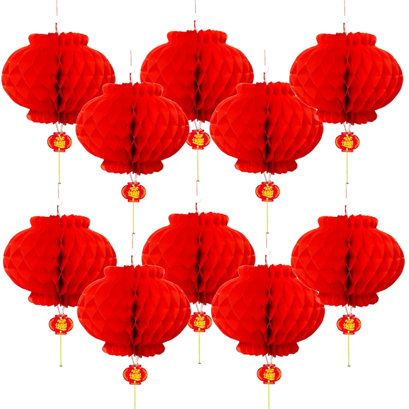 Chinese Red Paper Lantern Traditional Festival Hanging Decor Waterproor 50 Piece 