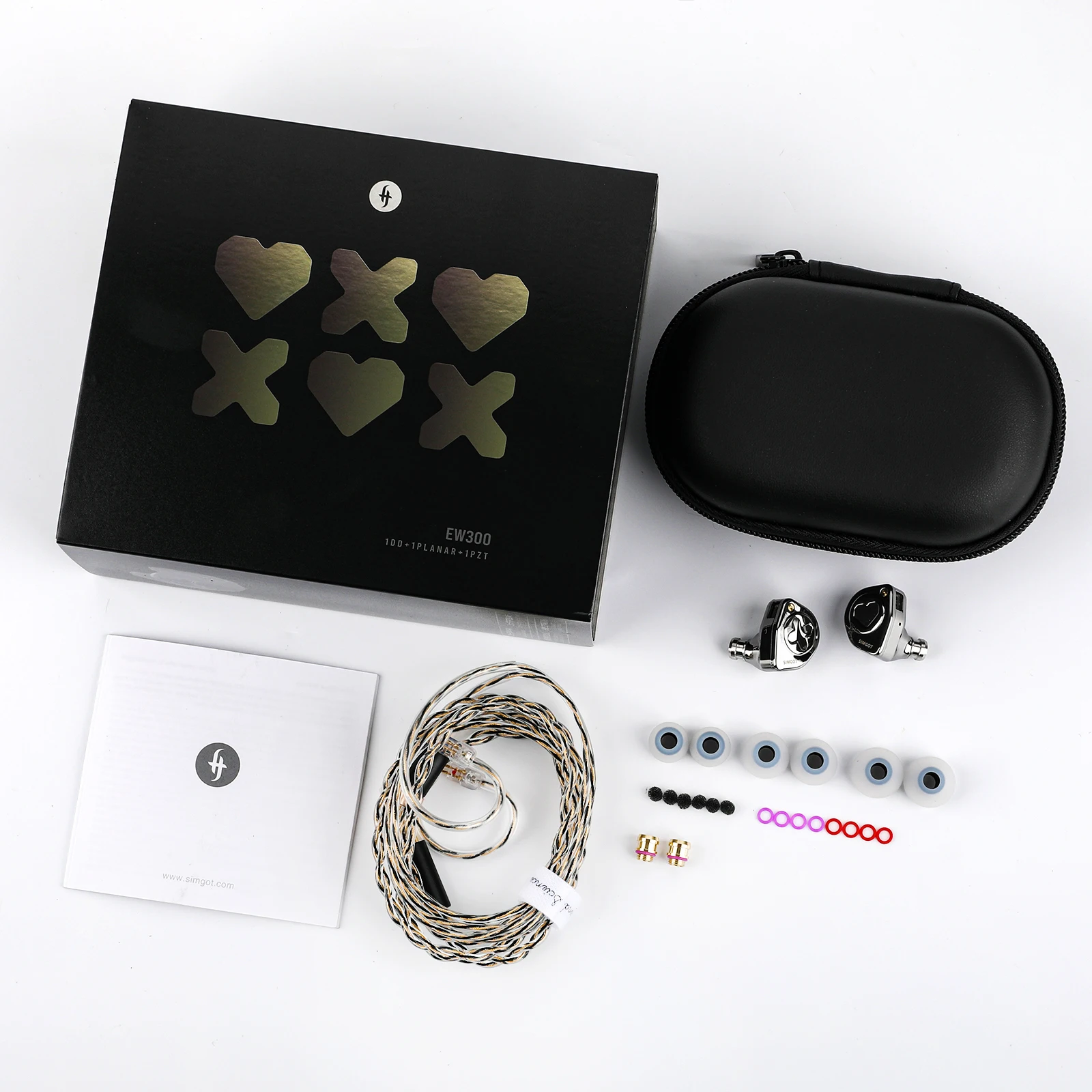 SIMGOT EW300 1DD+1Planar+1PZT Hybrid Driver IEM HIFI Earphones with Detachable Nozzles Silver-Plated OFC IEM Cable for Musician 5