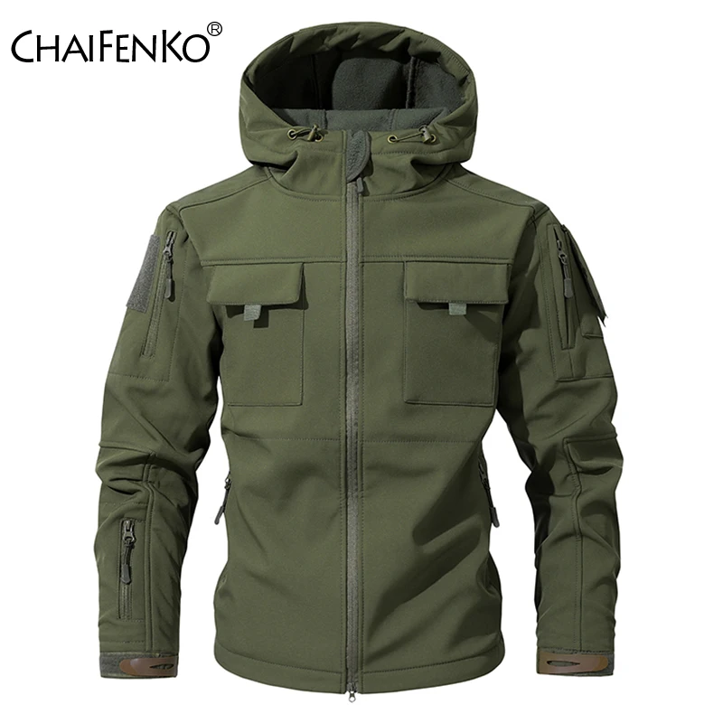Veste softshell peau de requin tactique homme - Veste à capuche imperméable pêche automne