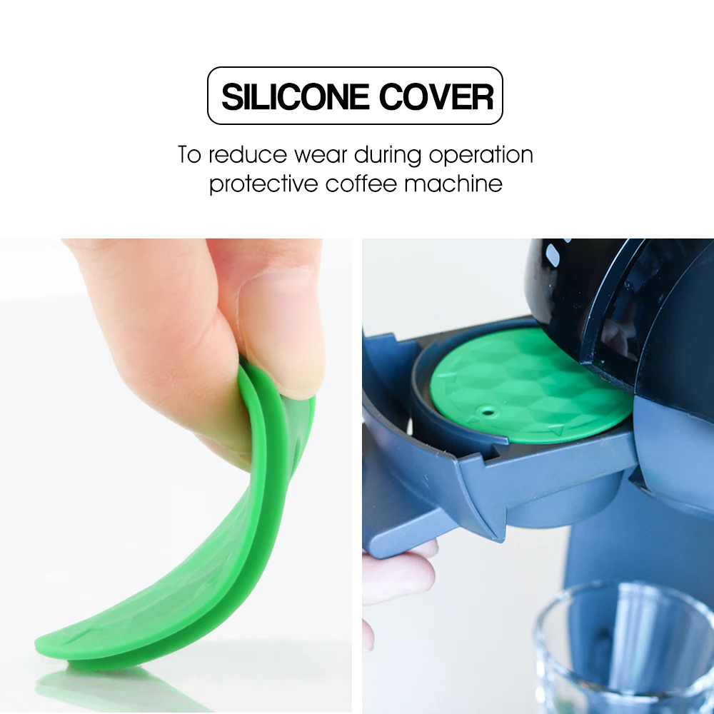 ICafilas Dolce Gusto Capsule  Reusable Silicone Green Cover Stainless Steel Capsule for Dolce Gusto Coffee Filters Capsule Pods