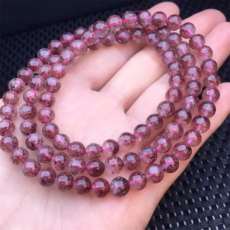 

5MM Natural Golden Strawberry Quartz Triple Circle Bracelet Fashion Gemstone Crystal Jewelry Women Healing Bohemia Holiday Gift