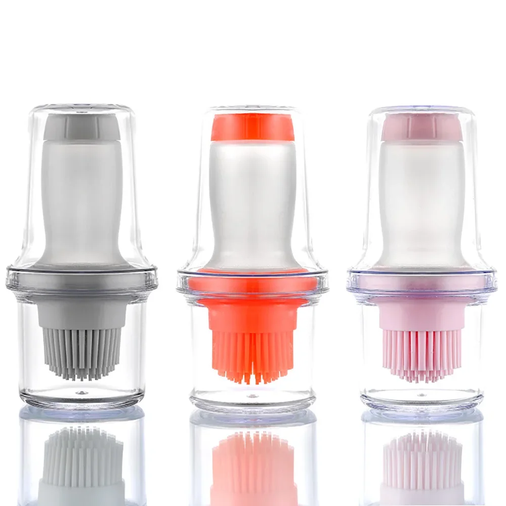 Oil Bottle Brush Silicone BBQ Grill Oil Bottle With Brushes Basting Oil Baking Brushes With Cover