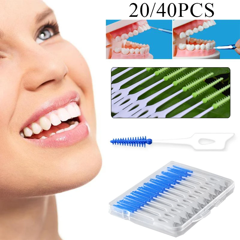 

20/40PCS Disposable Soft Silicone Toothpicks Interdental Brushes Teeth Floss Brush Teeth Stick Toothpick Oral Care Clean Hygiene