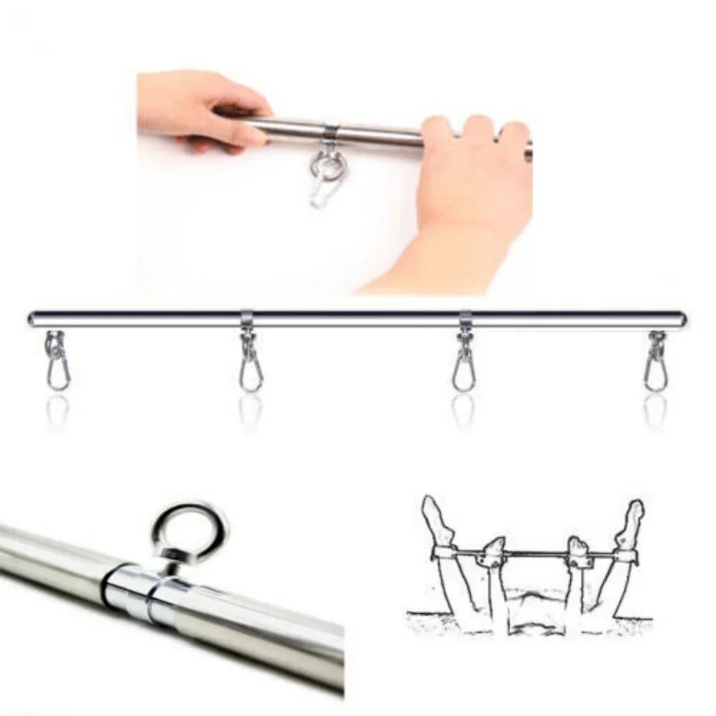 Metal Steel Handcuffs Wrist Ankle Cuffs with Chain and Lock Spreader Bar BDSM Restraints Adult Game Sex Toys for Women Men — view 6